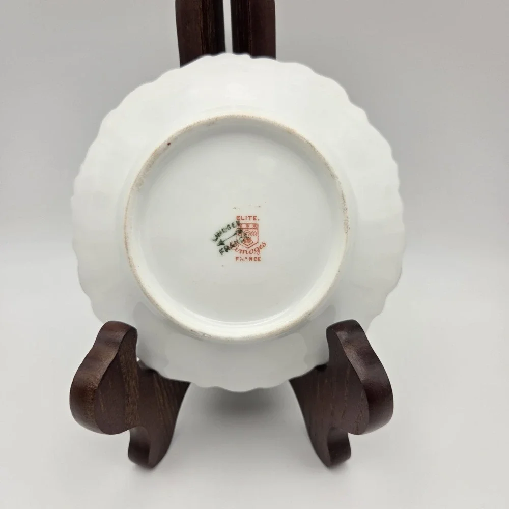 Set Of 4 Bawo & Dotter Elite Works Limoges France Floral/Gold Demitasse Saucers